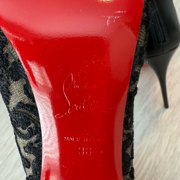 Christian Louboutin Black Lace Studded Ankle Boots - Picture 6 of 7